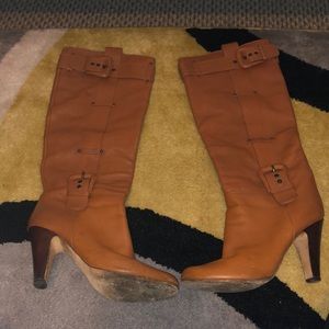 Giuseppe Zanotti caramel boots with buckles side 41